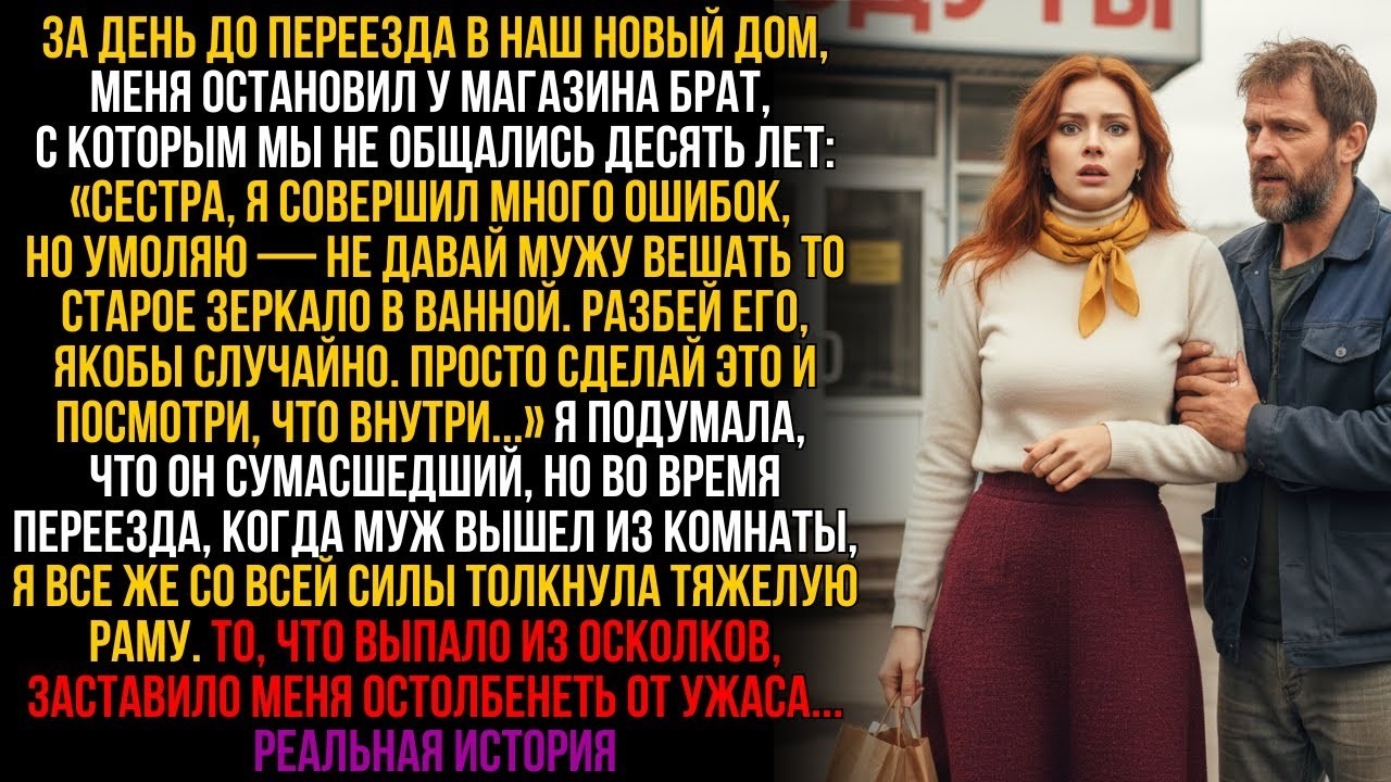 За день до переезда меня подкараулил пропавший брат и велел разбить зеркало мужа. Увидев содержимое…
