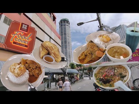 咖喱鸡鱼饭叻沙法式土司槟城加马超市美食中心午餐 Curry Chicken Fish Rice Laksa Toast Penang Gama Supermarket Food Court Lunch