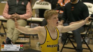 125lbs Noah Surtin missouri Fall Alexander Yokubaitis oklahoma State