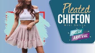 New Look Women's Summer Black Pleated Chiffon Mini Skirts 2021
