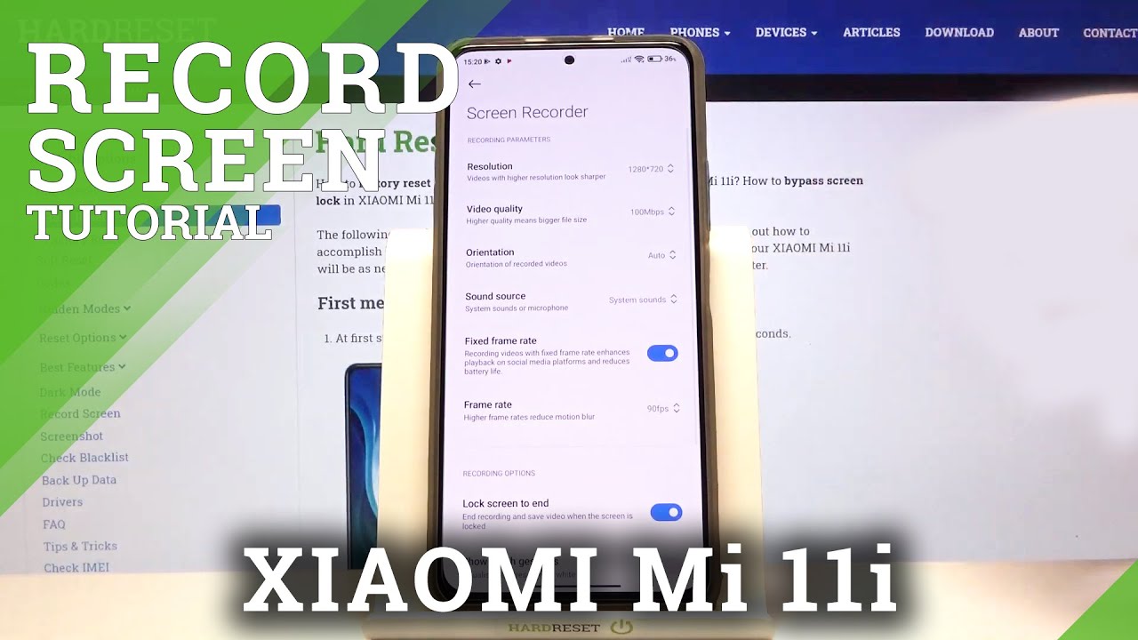 How to Change Video Quality in Screen Recorder of XIAOMI MI 11i - Screen Recording Settings