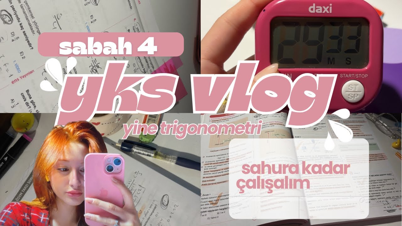 Sahura kadar çalışalım|YKS VLOG|Sabah 4'e kadar çalışalım 🎀✨📚🪩  #studyvlog #yks2026 #study #yks26 