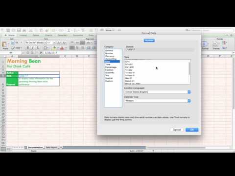 MS Excel Long Date Format