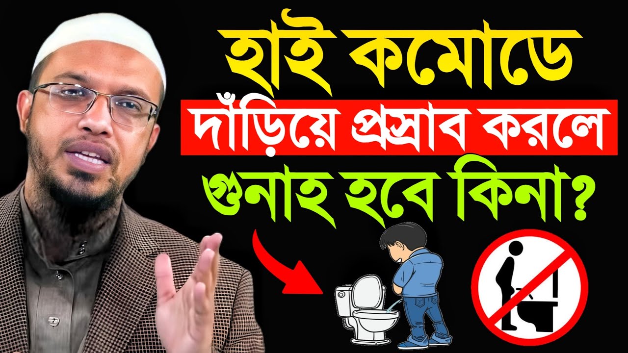 হাই কমোডে দাঁড়িয়ে প্রস্রাব করলে গুনাহ হবে কিনা? শায়খ আহমাদুল্লাহ