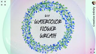 Easy Watercolor Floral Wreath-Step by Step|#beginners watercolor painting|Aesthetic idea #satisfying