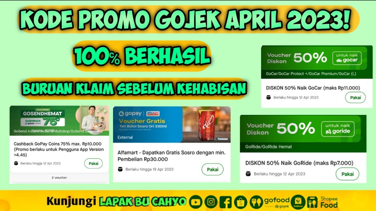 Update Kode promo gojek awal april 2023 goride gocar gosend YouTube