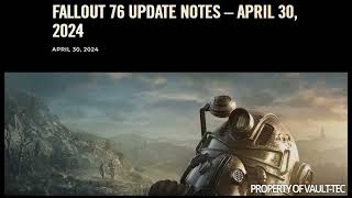 Fallout 76 Update Notes April 30 2024
