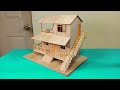 Como Hacer Una Casa Con Palitos De Helado - Building Popsicle Stick House Villa