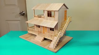 Como Hacer Una Casa Con Palitos De Helado - Building Popsicle Stick House Villa