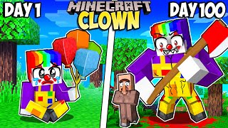 I Survived 100 Days As A Clown In Minecraft