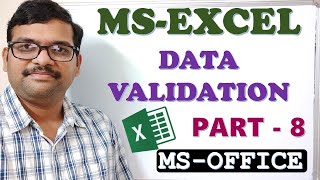 DATA VALIDATION - MS EXCEL PART - 8