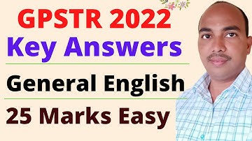 GPSTR Paper 1 | General English Key Answers 2022 | 25 Marks Easy |