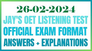 OET LISTENING TEST 26.02.2024 #oet #oetexam #oetnursing #oetlisteningtest