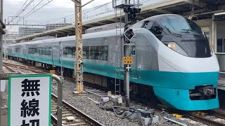 【この塗装は“現存”してません】E657系ｶﾂK17編成(E653系グリーンレイク塗装)が上野駅に入線するシーン