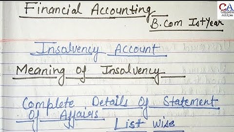 Insolvency Accounts | Insolvency Accounts Bcom 1st Year | Insolvency Accounts Statement Of Affairs