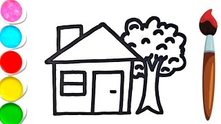 Colorful House Drawing | Learn Colors for Toddlers 🎨