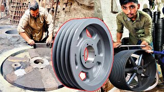 Very Hard Workers Heavy Giant Belt Pulley Manufacturing Process | Can You Believe Pulley Making