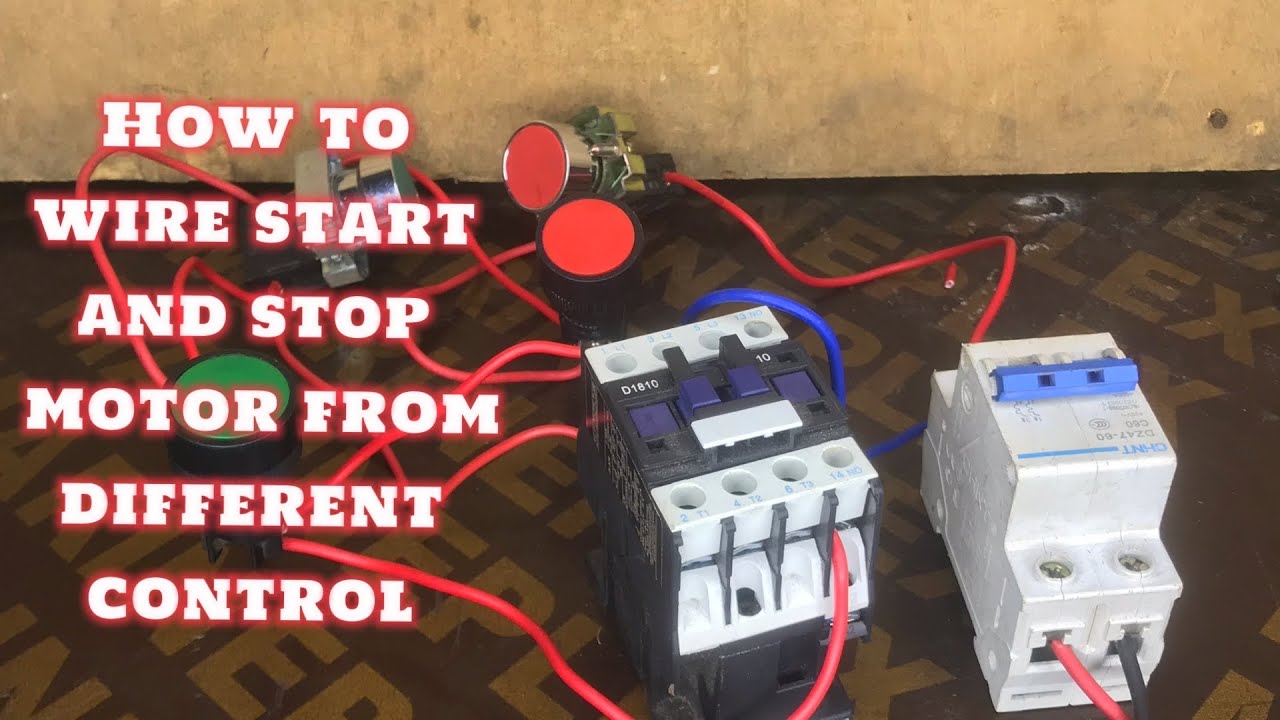 How to wire start and stop motor from Different Controls - YouTube