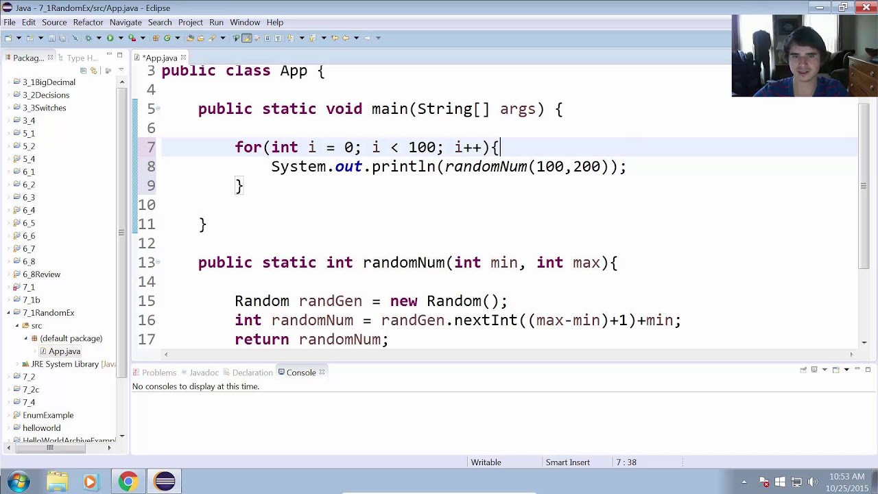 Create A Method To Generate Random Numbers In Java (7.1) - Youtube