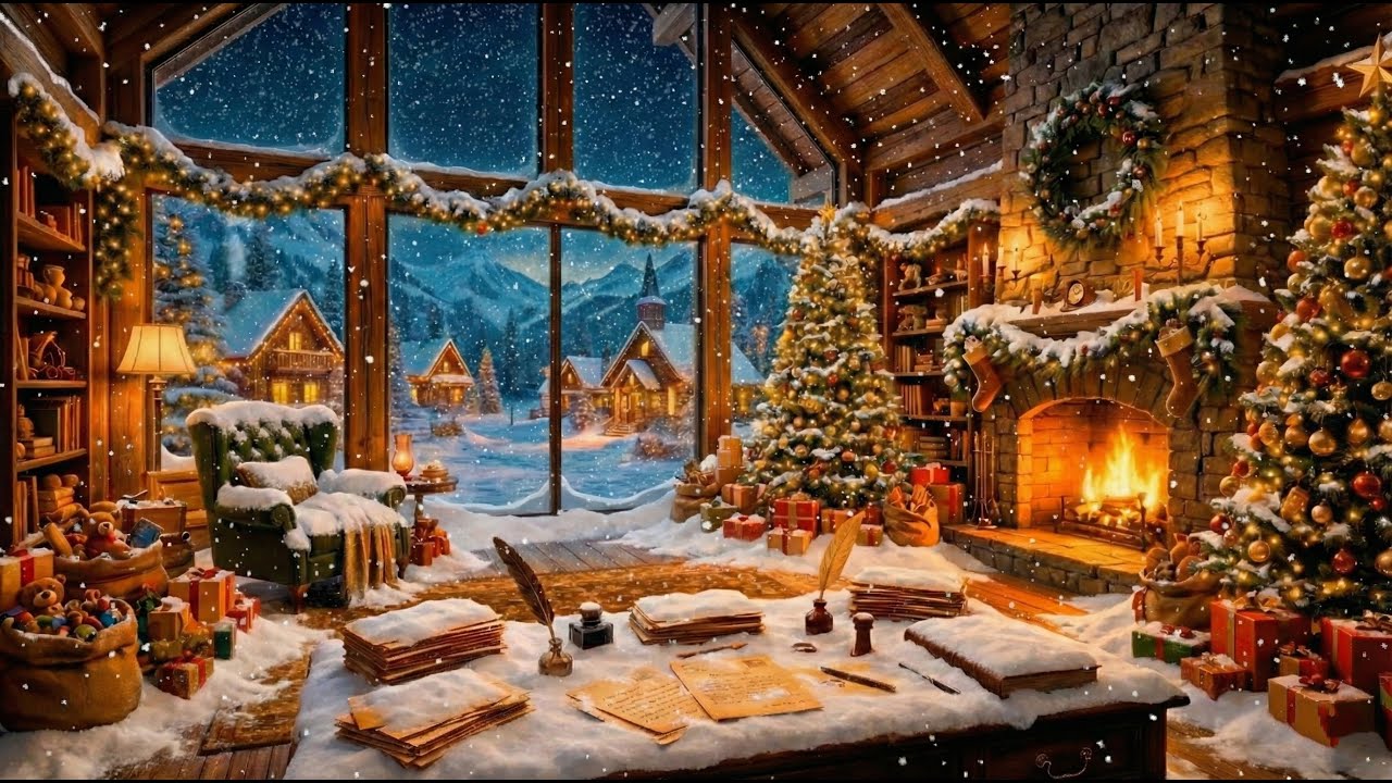 Cozy Winter Jazz Radio ❄️ Snowstorm & Fireplace Ambience [Live] | Sleep & Read