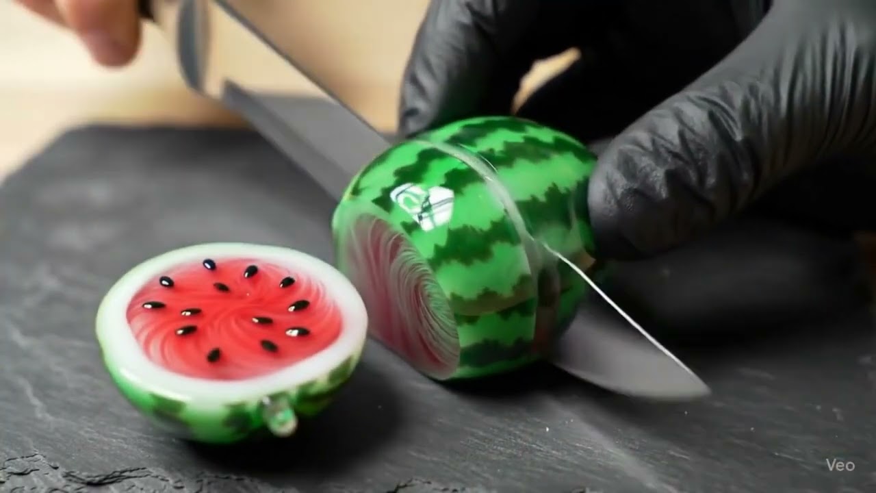 Satisfying Glass Fruit Cutting ASMR 🍋🍓🍊 | Ultra-Realistic Slice Sounds & Visuals - AI Prompts