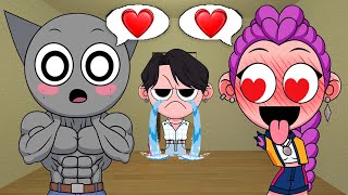 Did Gray find himself a new Girlfriend? Jinu is jealous x Rumi😏 KPop Demon Hunters X Sprunki in Gmod