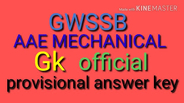 GWSSB GK OFFICIAL PROVISIONAL ANSWERKEY MECHANICAL 2018