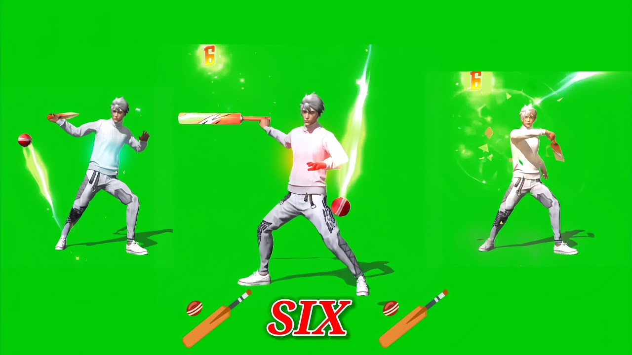 Free fire new hit a six! 🏏🏏 emote green screen video☘️☘️ [SUN SCREEN FF]