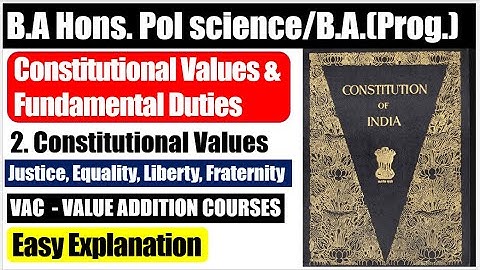 Constitutional values & fundamental duties VAC unit 2 Justice Equality Liberty Fraternity DU SOL