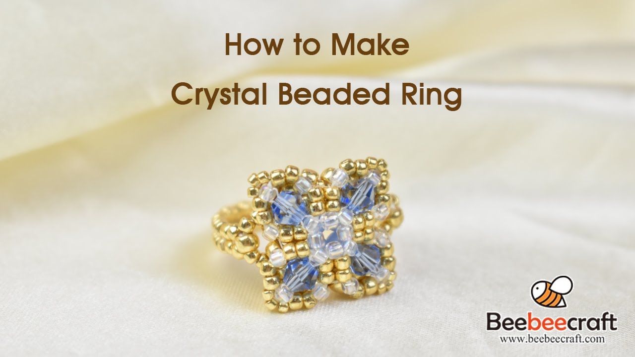 How to Make Crystal Beaded Ring - YouTube