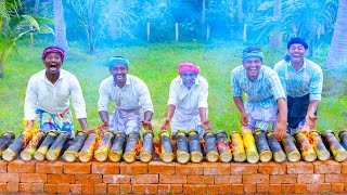 BAMBOO CHICKEN | Chicken Cooking in Bamboo | Direct Fired Bamboo Chicken Recipe Cooking in Village