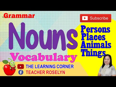 Nouns Vocabulary: Examples of Persons, Places, Animals, Things (Pictures and Words)