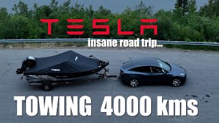 The TRUTH about Towing a Boat with a Tesla Model Y ( EPIC 4000 KM FAMILY ROAD TRIP)