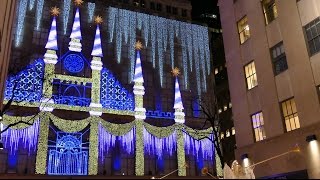 Carol of the Bells at Saks Fifth Avenue, Rockefeller Center Christmas Tree, 360 view