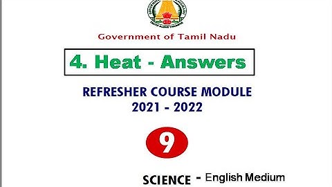 REFRESHER COUSE MODULE |Class 9| Science |UNIT - 4 | Heat | Answers  English Medium |TNSCERT MODULE