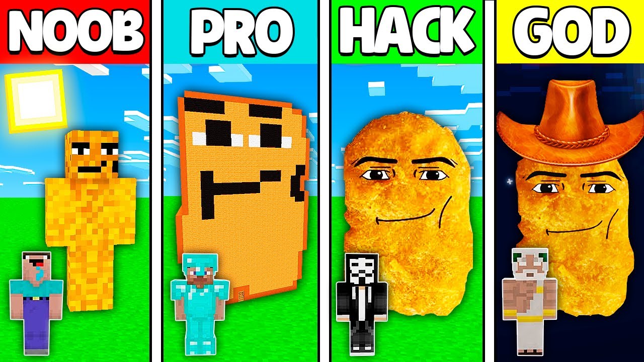 Minecraft Battle: NOOB vs PRO vs HACKER vs GOD! NUGGETS COWBOY STATUE CHALLENGE in Minecraft