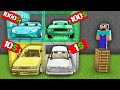 Minecraft NOOB vs PRO:WHICH RAREST CAR WILL NOOB BOUGHT FOR 1000$ VS 100$ VS 10$ VS 1$? trolling