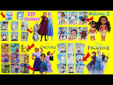 Disney Characters DIY Make a Face Stickers Activity Compilation Video