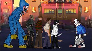 Horror Sans Vs Jason Voorhees, Freddy Krueger , Michael, Leatherface ,Jeff The Killer, Huggy Wuggy .