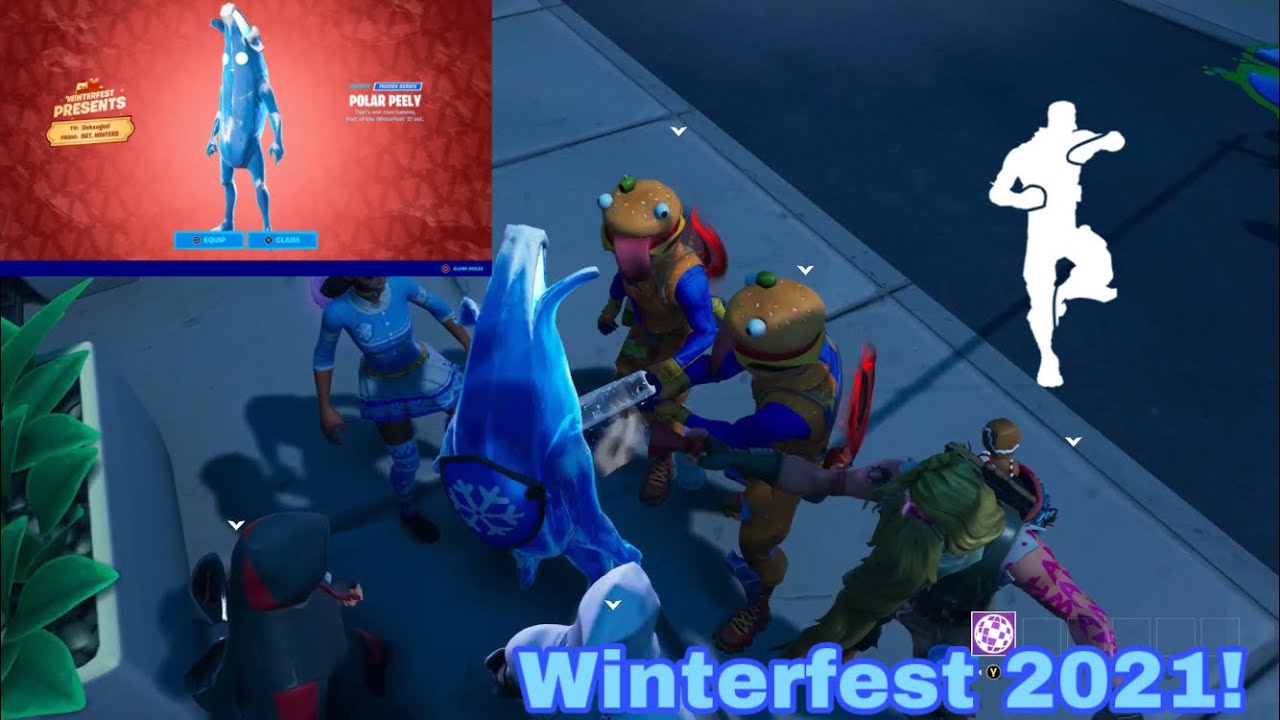 Using the Polar Peely UNRELEASED skin with scenario emote in Party Royale to see people reactions