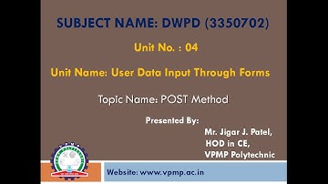 Post method in PHP | 3350702 | DWPD | Mr. Jigar Patel