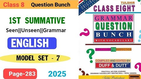 Class 8 Duff and Dutt English question bunch 2025,1st Summative evaluation model set 7 page 283
