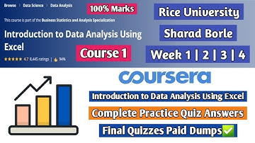 Introduction to Data Analysis Using Excel | Rice University | Coursera | Course 1 Solutions