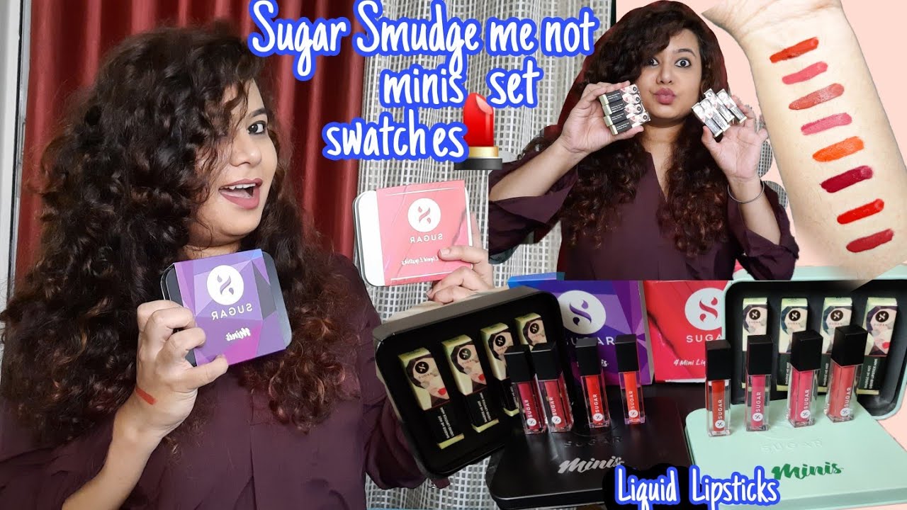 Smudge  me not liquid lipsticks  mini sets by Sugar Cosmetics | Review, Swatches and Try on haul