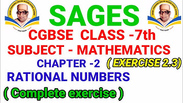 sages 7th maths chapter 2 exercise 2.3 / cgbse class 7th math