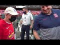 Mike “Fluff” Cowan throws first pitch at St. Louis Cardinals Game