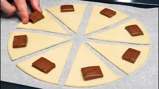 Dessert in 5 minutes! Just puff pastry and chocolate! They will disappear in a minute!