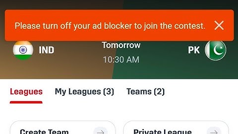 Please turn off your adblocker to join the contest dream11 | Dream 11 please turn off your adblocker