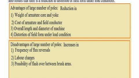 Selection of poles in dc machine