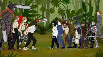 DEVIL CHAINSAW MAN, Power, Makima Vs Jeff, Michael, Leatherface, Jason, Freddy,Katana man,Predators